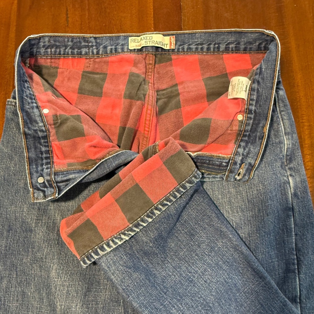 Levis 559 Mens Relaxed Straight Leg Flannel Lined Jeans Size 36 Measures 34x30 - Picture 4 of 11